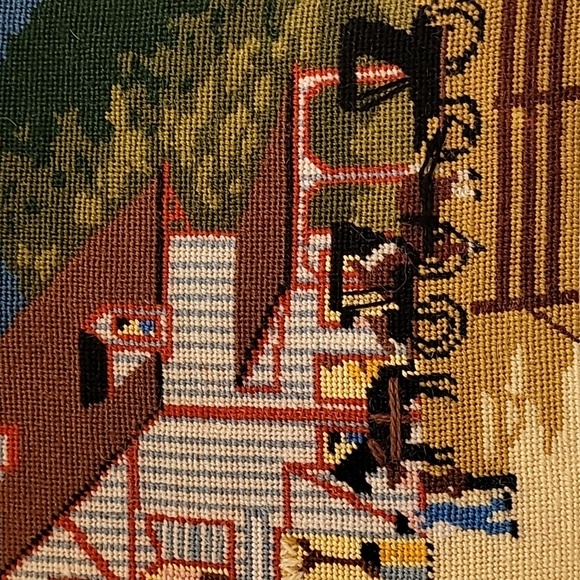 Vintage Needlepoint Barn Scene - Picture 3 of 5